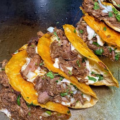 Al pastor and carne asada tacos on a plate